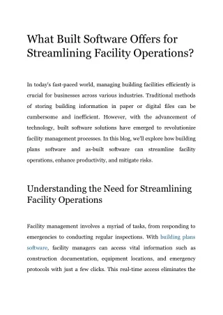 What Built Software Offers for Streamlining Facility Operations