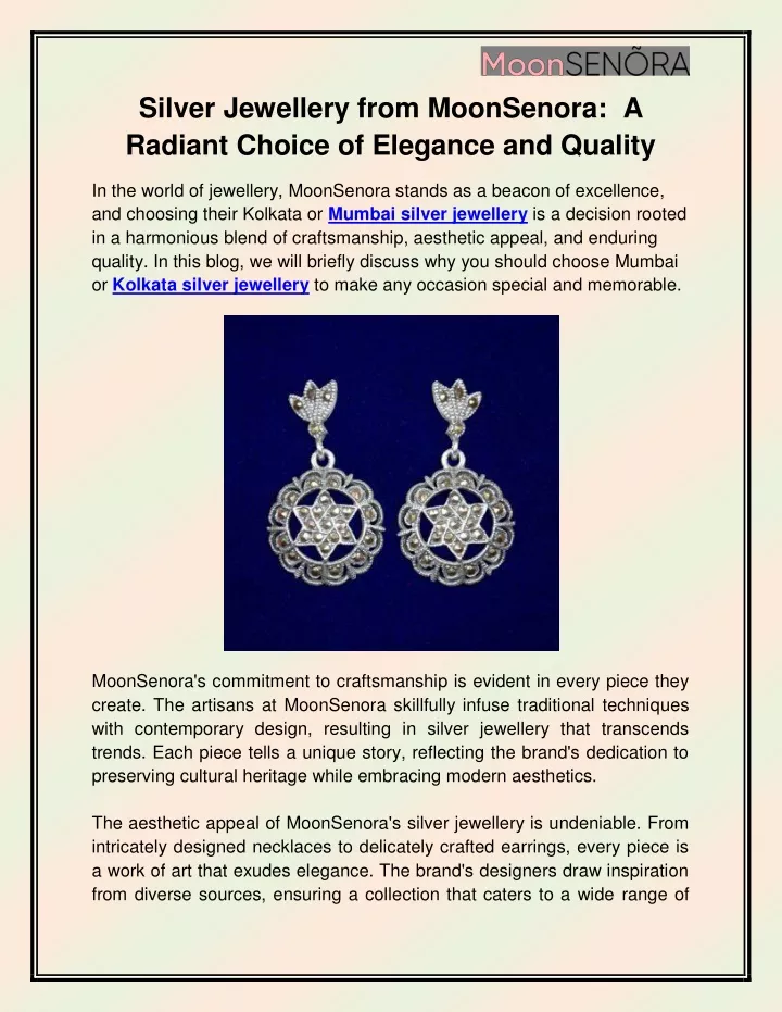 silver jewellery from moonsenora a radiant choice
