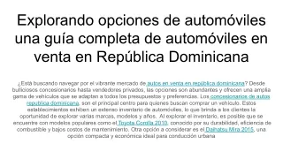 Explorando opciones de automóviles una guía completa de automóviles en venta en República Dominicana
