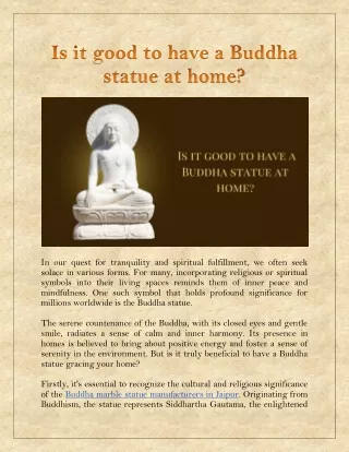 Is it good to have a Buddha statue at home?