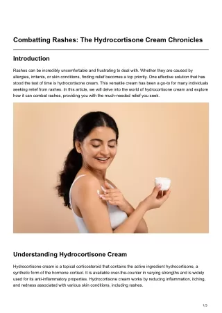 Combatting Rashes The Hydrocortisone Cream Chronicles