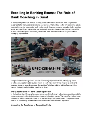 Bank Coaching in Surat | Banking Coaching in Surat - CompetitionPedia