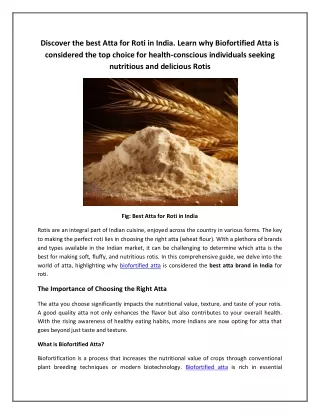 Learn why Biofortified Atta is considered the top choice for health-conscious