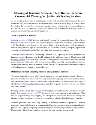 Meaning of Janitorial Services? The Difference Between Commercial Cleaning Vs. J
