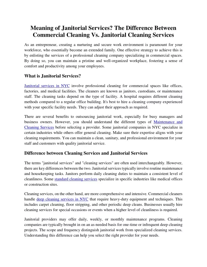 meaning of janitorial services the difference