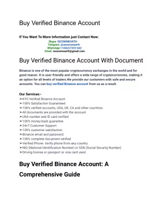 Buy Verified Binance Account