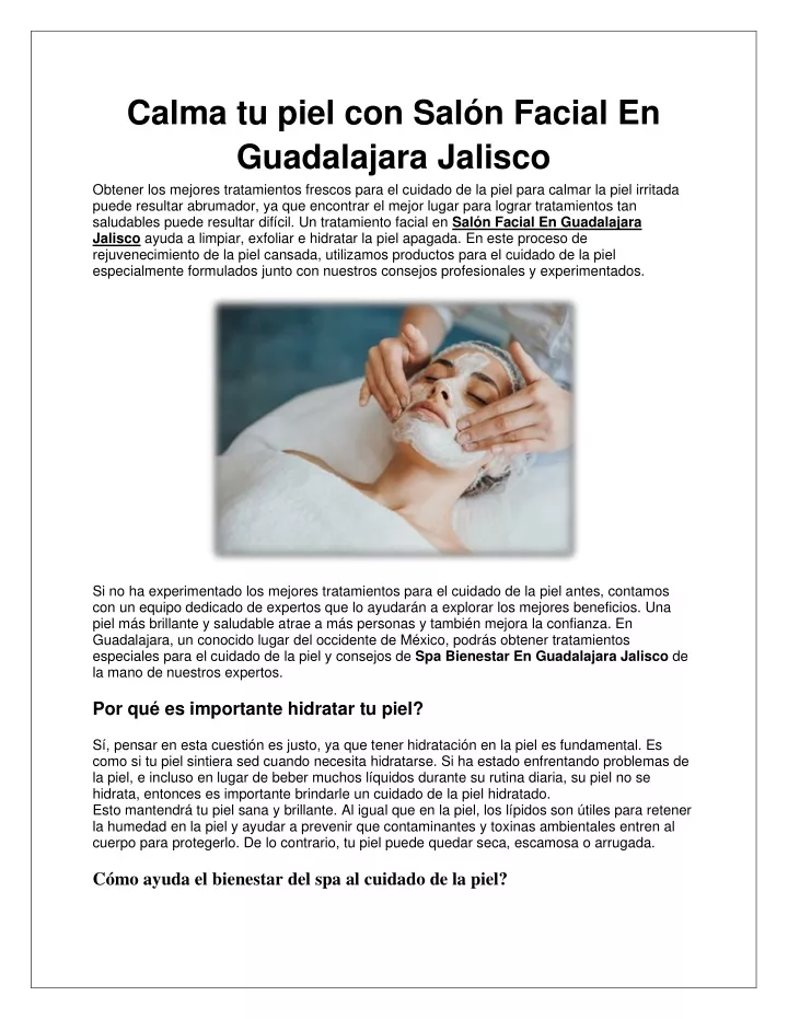 calma tu piel con sal n facial en guadalajara