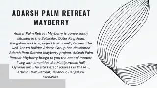 Adarsh Palm Retreat in Bangalore