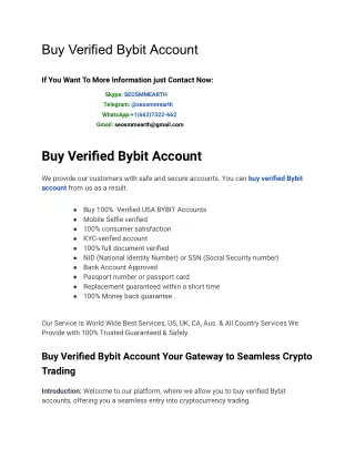 Buy Verified Bybit Account
