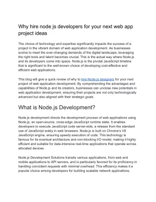 Why hire node js developers for your next web app project ideas