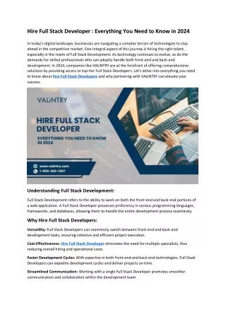 Hire Full Stack Developer : Everything You Need to Know in 2024