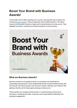 Boost Your Brand with Business Awards