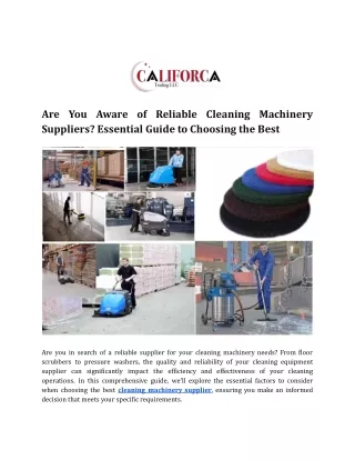 Are You Aware of Reliable Cleaning Machinery Suppliers_ Essential Guide to Choosing the Best