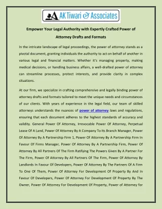 Empower Your Legal Authority with Expertly Crafted Power of Attorney Drafts and