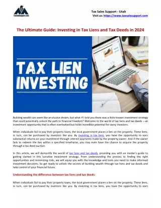 The Ultimate Guide Investing in Tax Liens and Tax Deeds in 2024 - Tax Sales Support