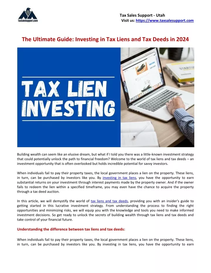 Ppt - The Ultimate Guide Investing In Tax Liens And Tax Deeds In 2024 