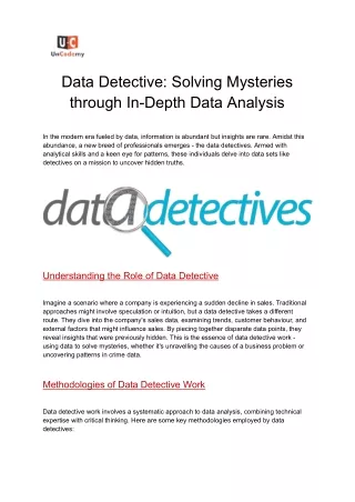 Data Detective: Solving Mysteries through In-Depth Data Analysis