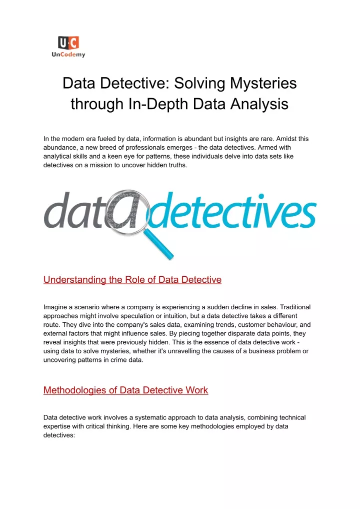 data detective solving mysteries through in depth