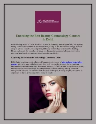 Unveiling the Best Beauty Cosmetology Courses in Delhi