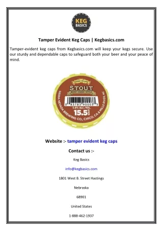 Tamper Evident Keg Caps  Kegbasics.com