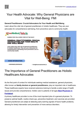 Your Health Advocate Why General Physicians are Vital for Well-Being