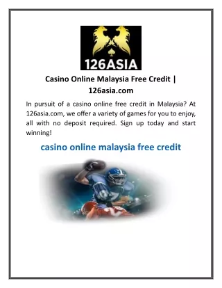 Casino Online Malaysia Free Credit  126asia.com