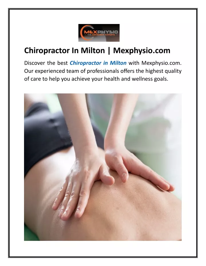 chiropractor in milton mexphysio com