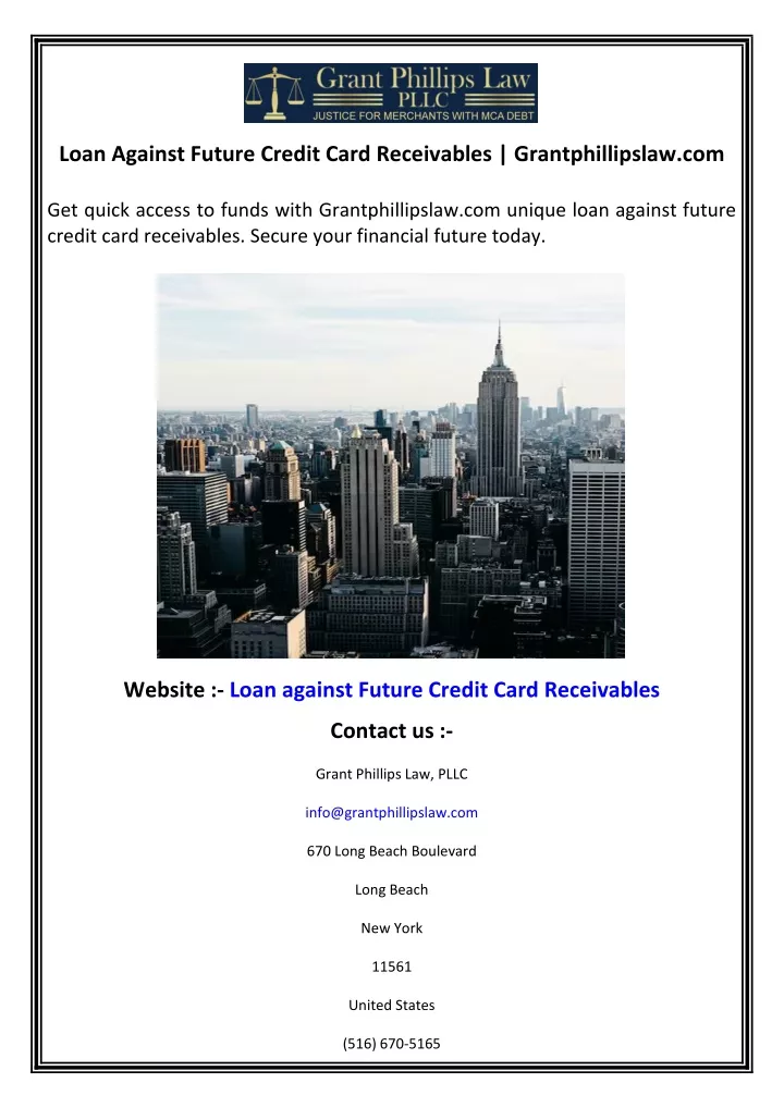 loan against future credit card receivables