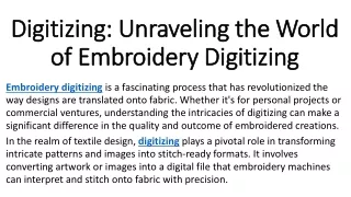 Digitizing Unraveling the World of Embroidery Digitizing