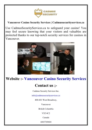 Vancouver Casino Security Services  Cadmussecurityservices.ca