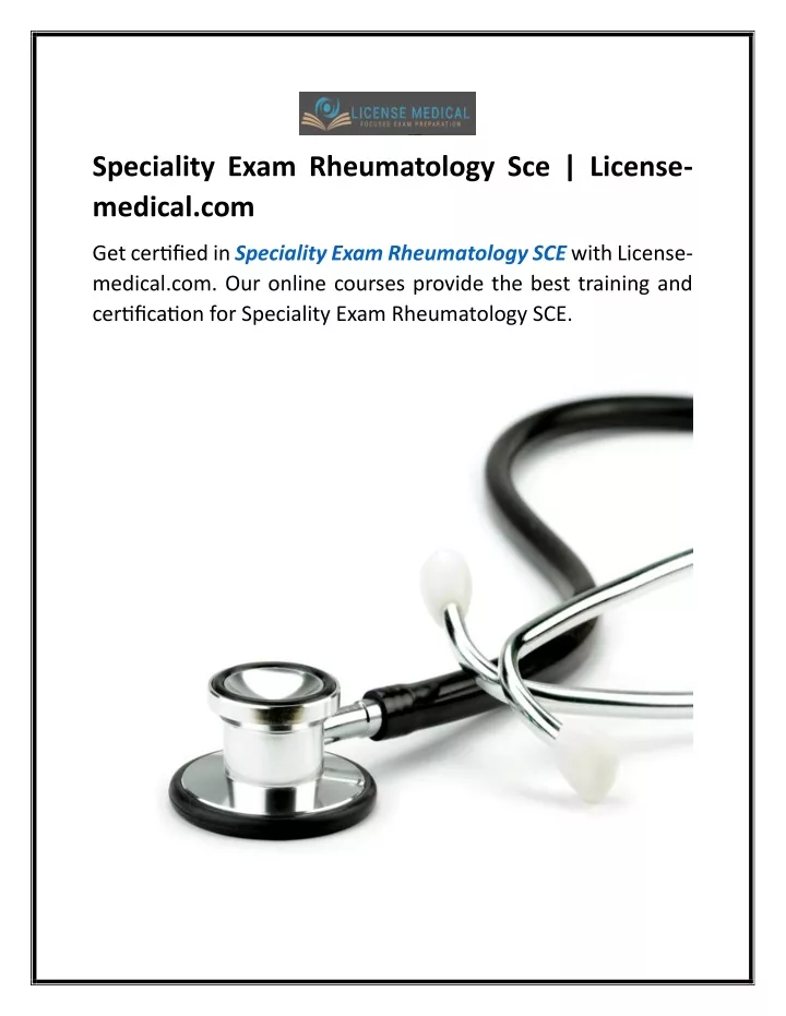 speciality exam rheumatology sce license medical