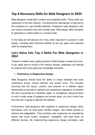 Top 4 Necessary Skills for Web Designers In 2024