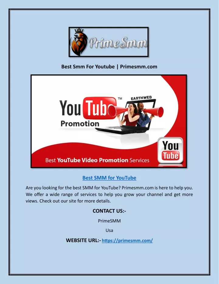 best smm for youtube primesmm com