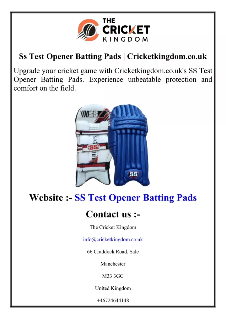 ss test opener batting pads cricketkingdom co uk
