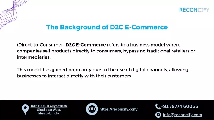 the background of d2c e commerce