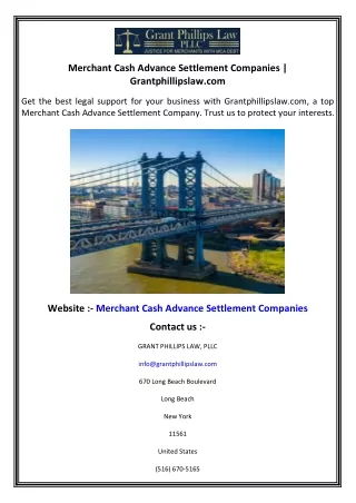 Merchant Cash Advance Settlement Companies  Grantphillipslaw.com