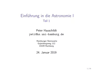 Einführung in die Astronomie und die Astrophysik