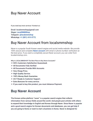 Buy Naver Account