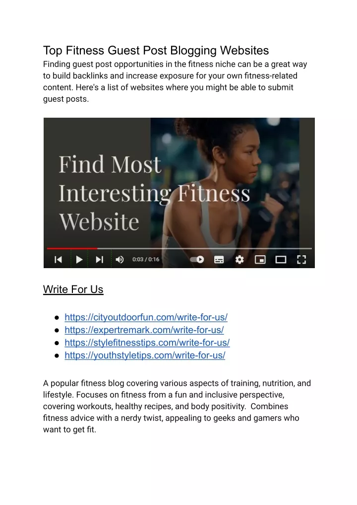top fitness guest post blogging websites finding