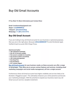 Buy Old Gmail Accounts