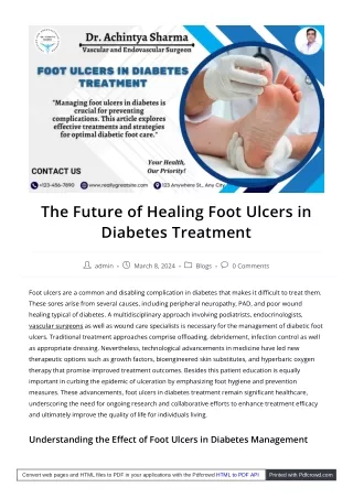 " Holistic Care for Diabetic Foot Ulcers: Nurturing Healing from Within "