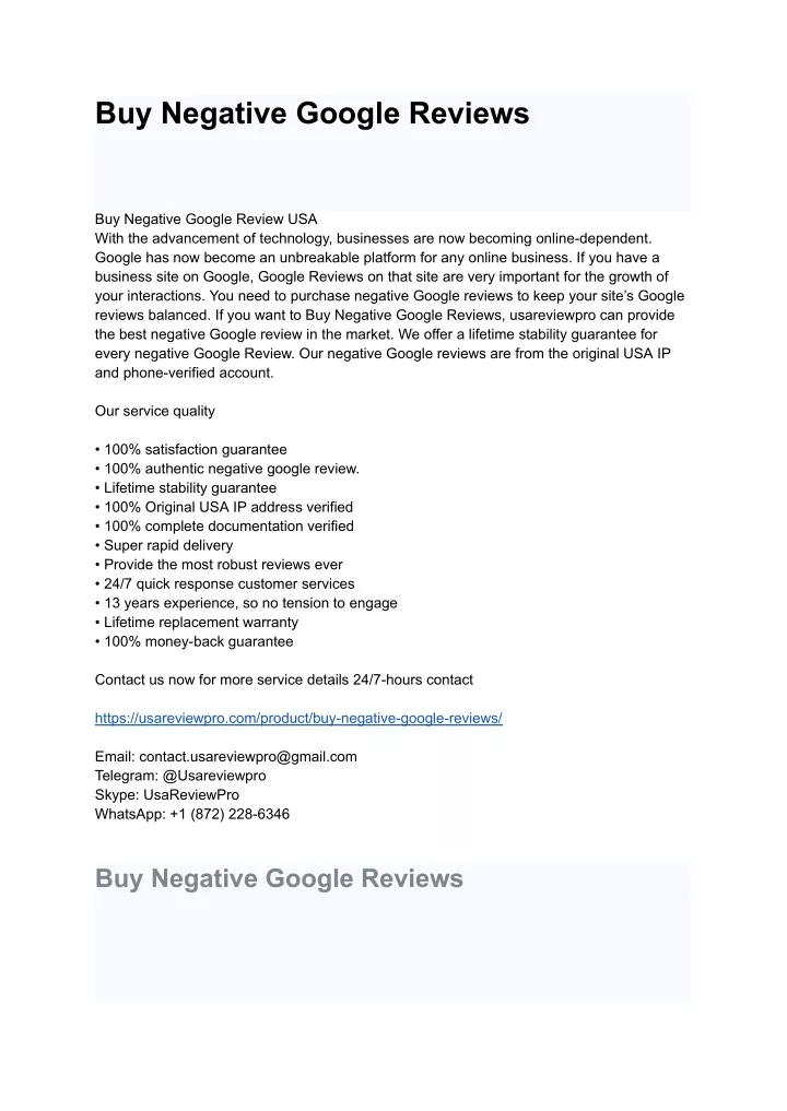 buy negative google reviews