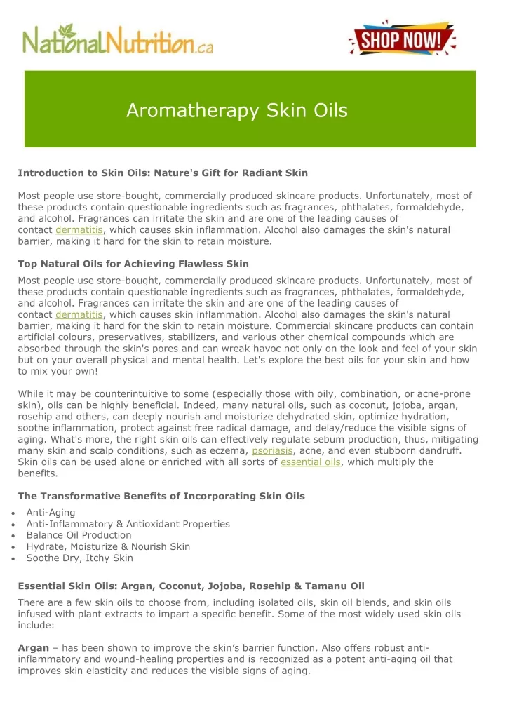 aromatherapy skin oils