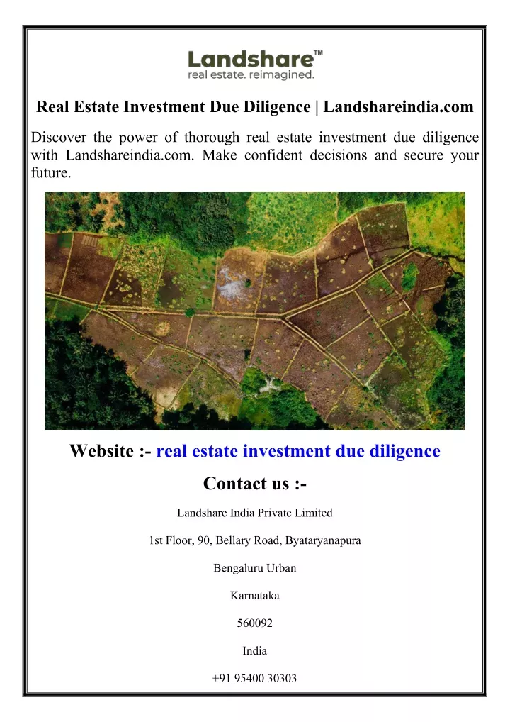 real estate investment due diligence