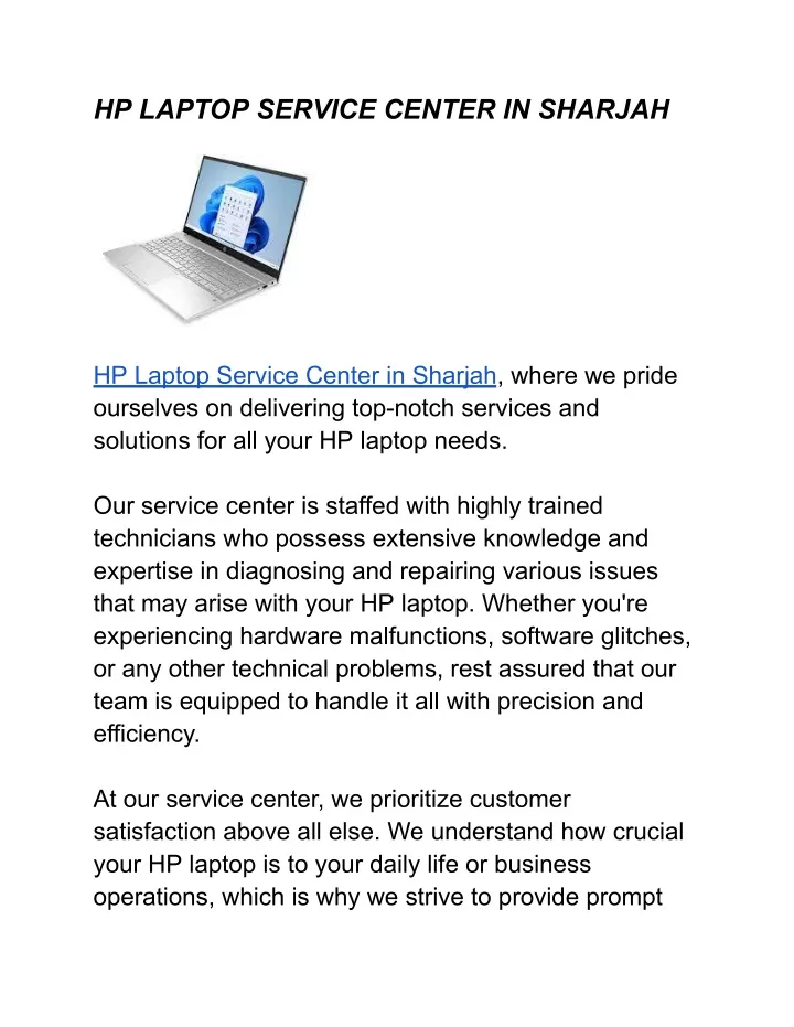 hp laptop service center in sharjah