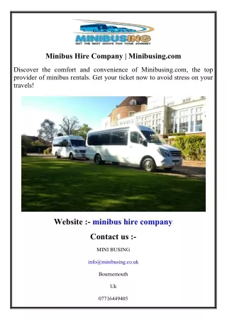 Minibus Hire Company  Minibusing.com