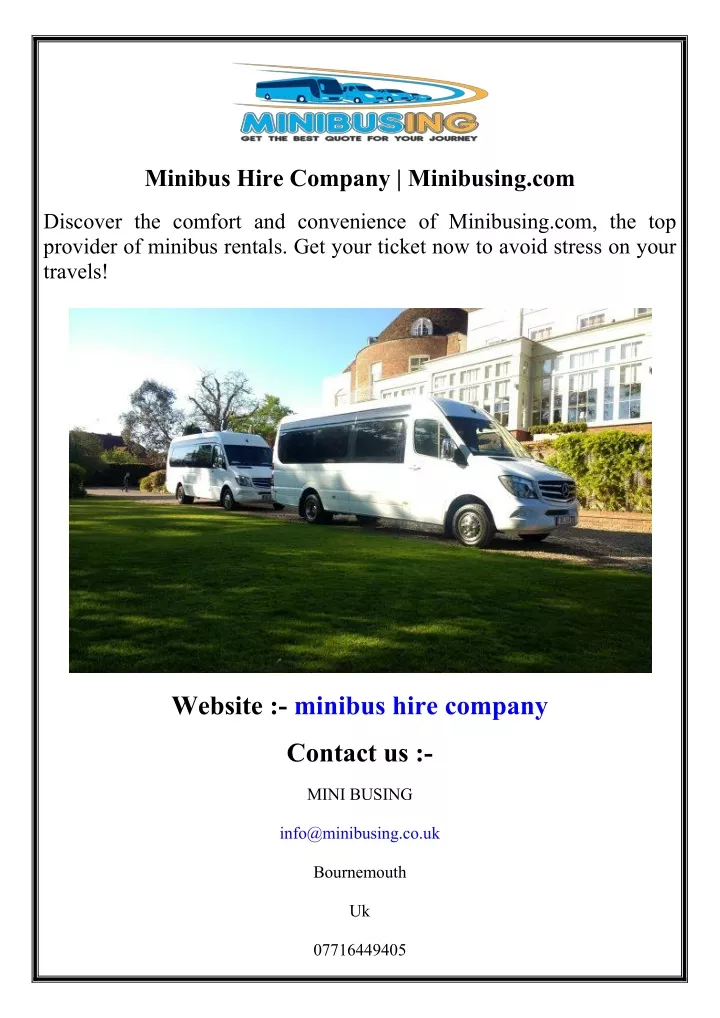minibus hire company minibusing com