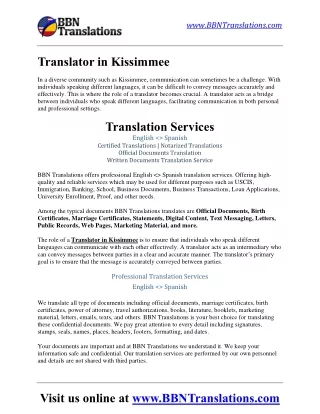 Translator in Kissimmee