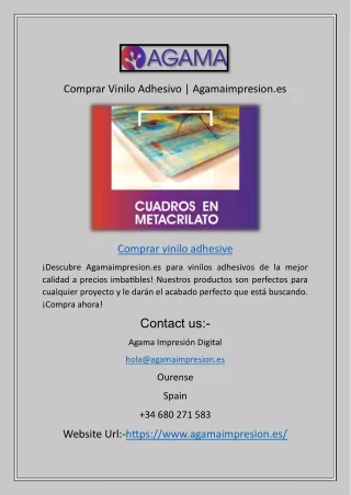 Comprar Vinilo Adhesivo | Agamaimpresion.es