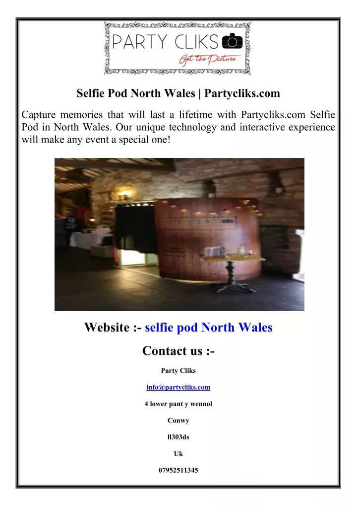 selfie pod north wales partycliks com